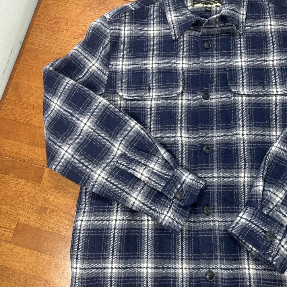 Jachs New York Flannel Shirt Jacket Men's Size Large Heavy Weight Blue